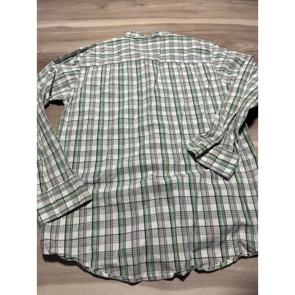 Ecko Unltd Plaid Button Down Shirt Mens Large Green White Cotton Long Sleeve Y2K